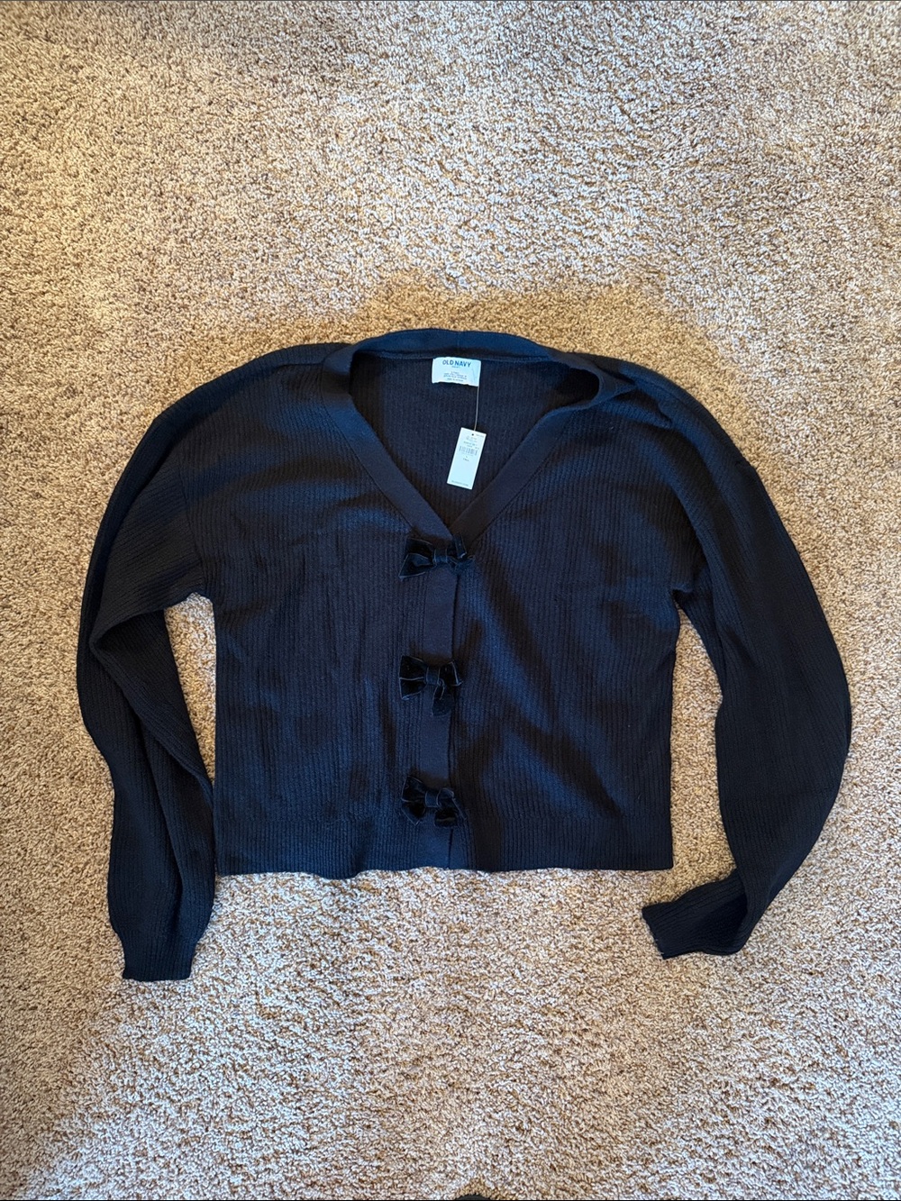 NWT Old Navy So Soft Black Bow Detail Sweater - L Tall